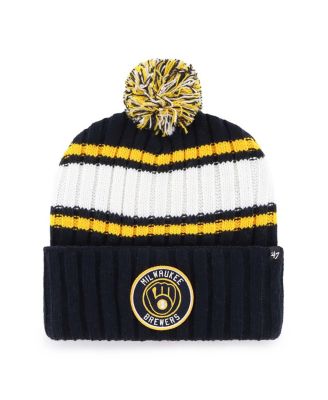 '47 Brand - Men's Navy Milwaukee Brewers Plateau Cuffed Knit Hat with Pom