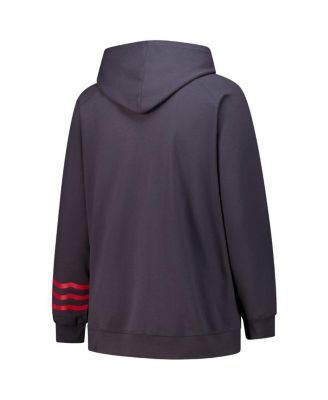 Women's Charcoal Detroit Red Wings Plus Size Lightweight Fleece Raglan Pullover Hoodie