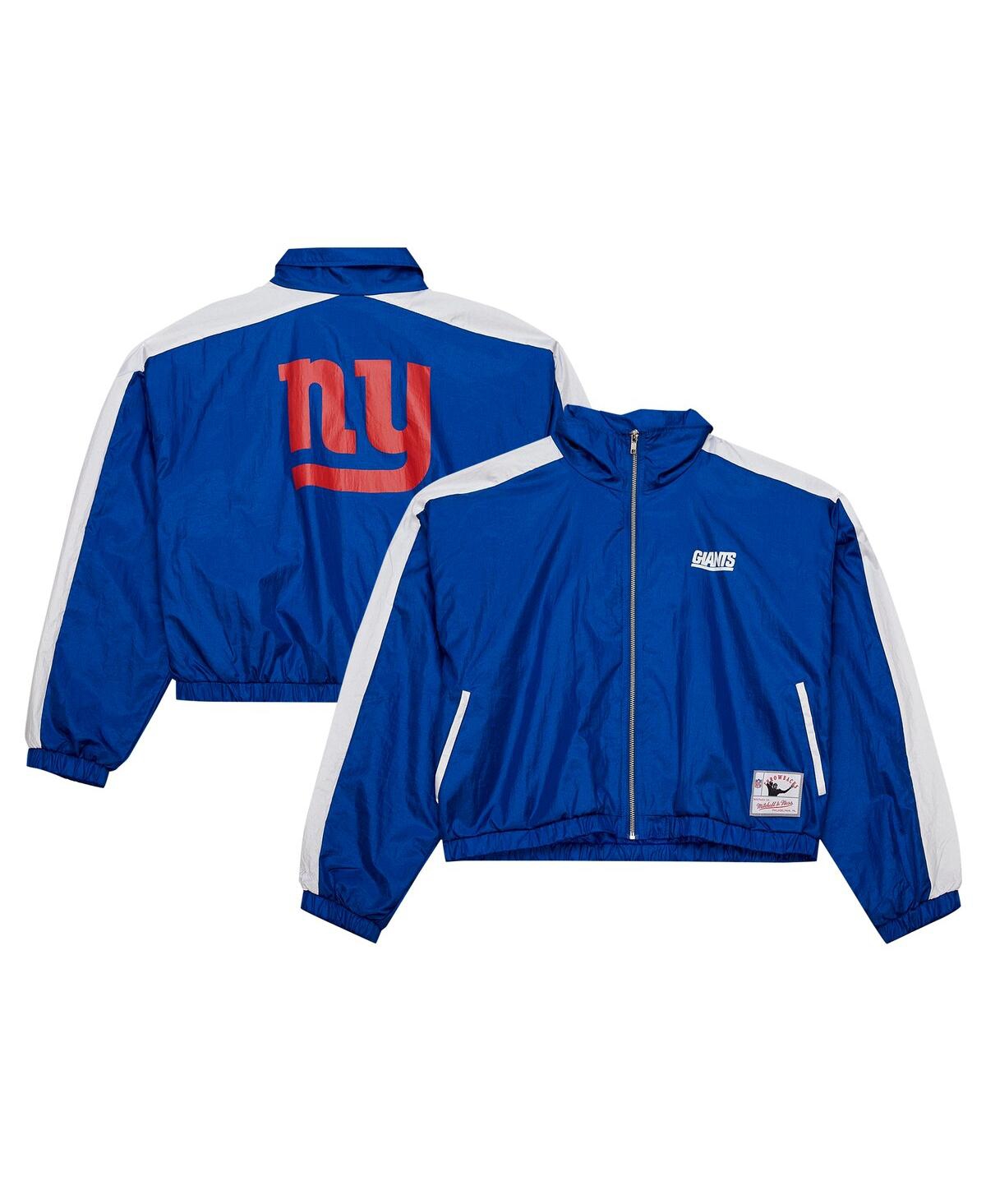 Women's Royal New York Giants Nylon Cropped Full-Zip Jacket - Royal