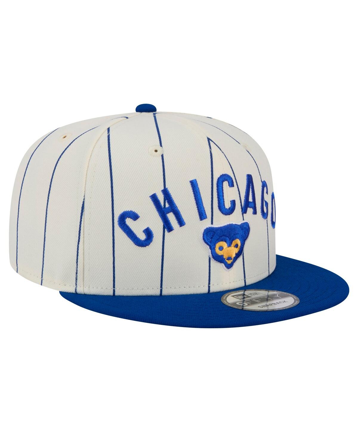 NEW ERA MEN'S WHITE CHICAGO CUBS JERSEY PINSTRIPE 9FIFTY SNAPBACK HAT 
