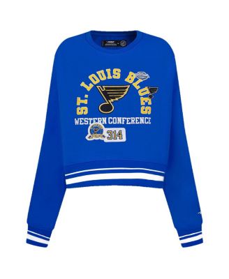 Women's Blue St. Louis Blues Area Code Cropped Pullover Sweatshirt