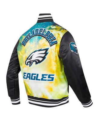 Men's Black Philadelphia Eagles Sublimated Satin Full-Snap Jacket