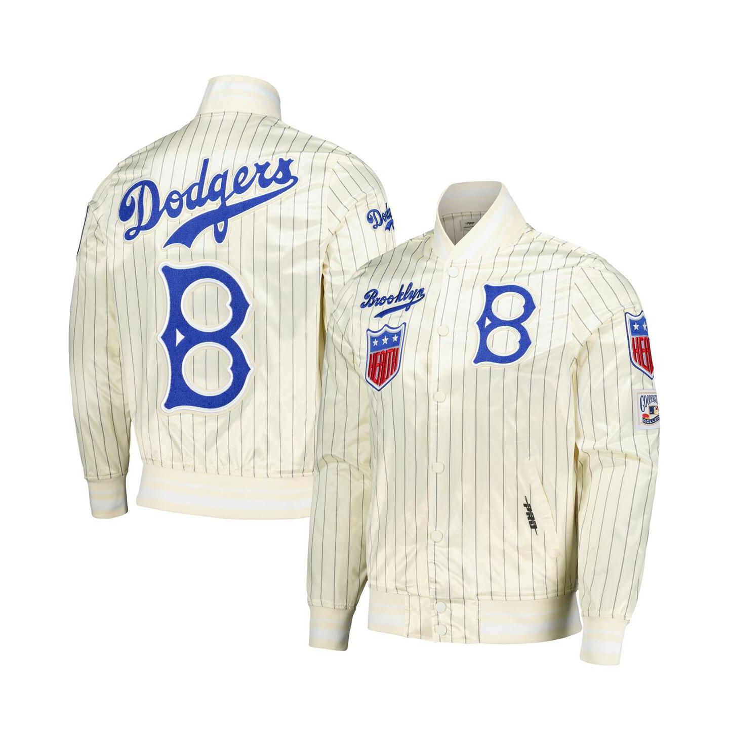 Мужская куртка Pro Standard Cream Brooklyn Dodgers Cooperstown Collection Pinstripe Retro Classic Satin Full-Snap — фото 1