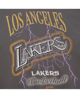 Women's Charcoal Los Angeles Lakers Hardwood Classics Lightweight Pullover Sweatshirt