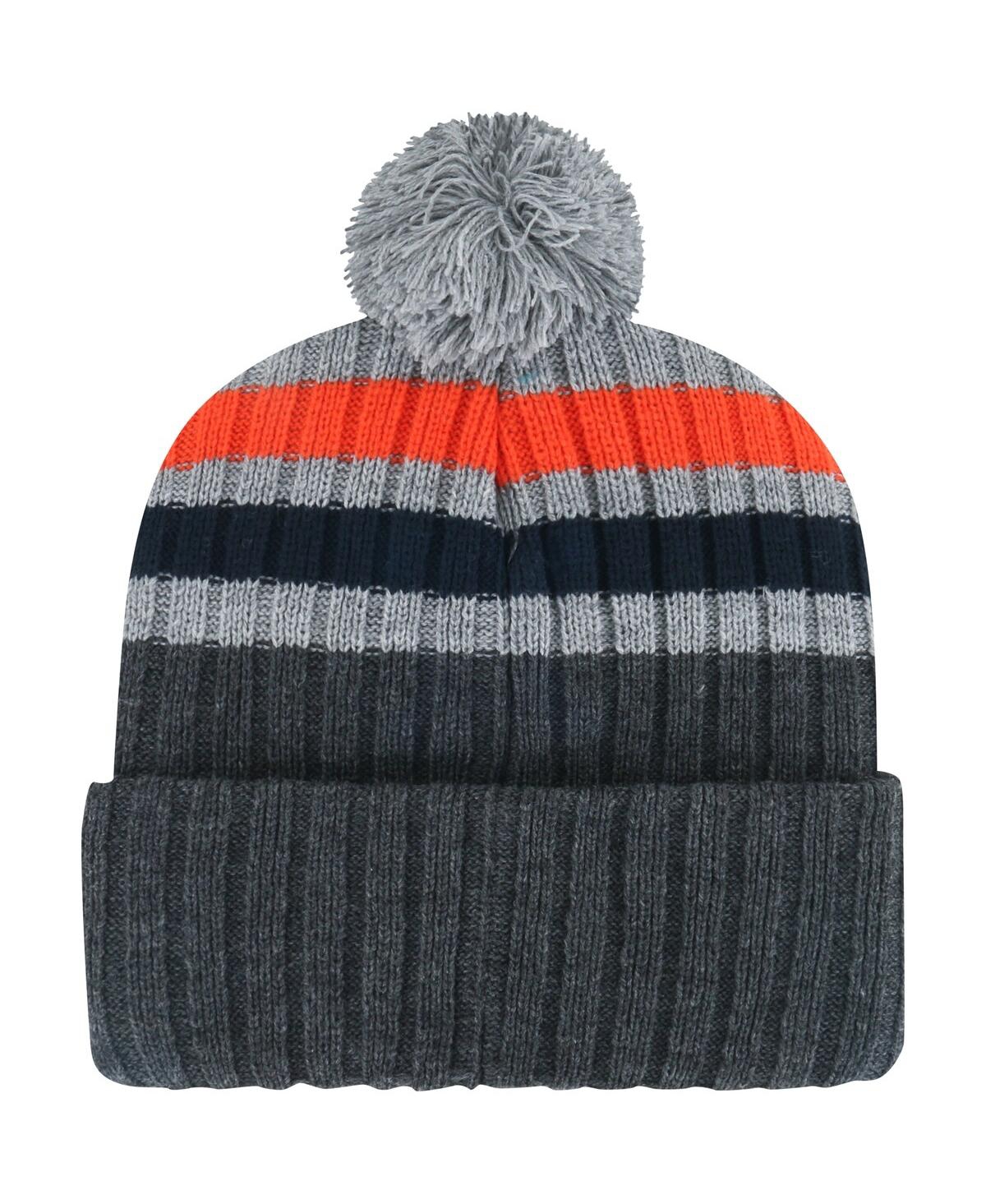 47 Brand Men's Charcoal Syracuse Orange Stack Striped Cuffed Knit Hat With Pom In Charcoal