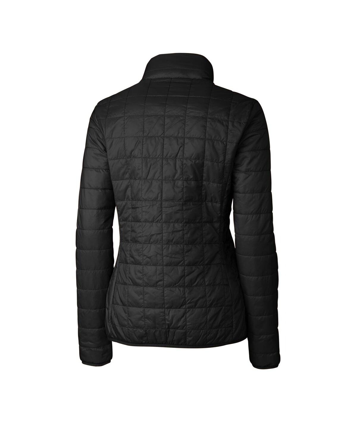 CUTTER & BUCK WOMEN'S BLACK TENNESSEE VOLUNTEERS RAINIER ECO INSULATED PUFFER FULL-ZIP JACKET 