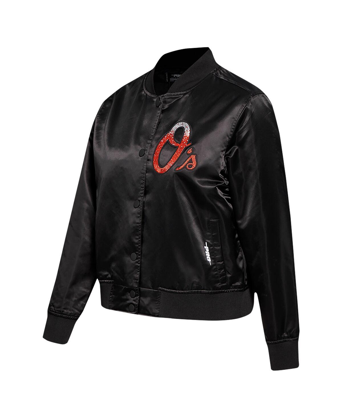 Pro Standard Women's Black Baltimore Orioles Rhinestone Satin Full-snap Jacket In Black