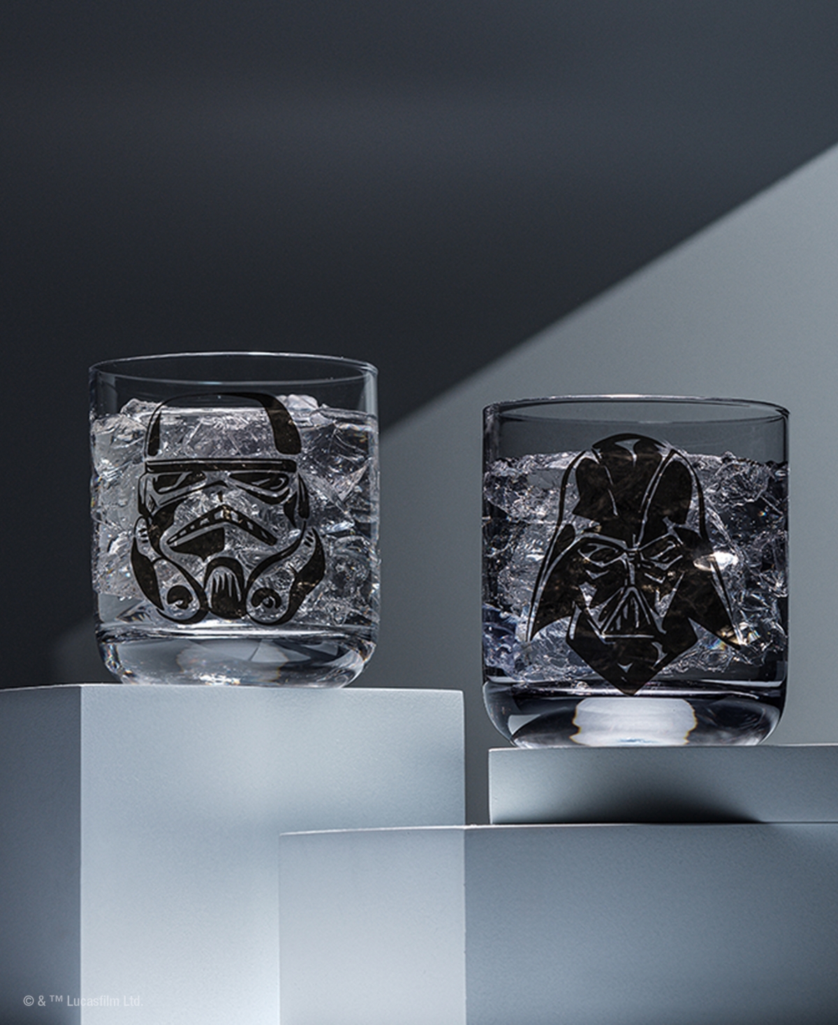 JOYJOLT STAR WARS DARK SIDE MONOCHROME SHORT DRINKING GLASSES, SET OF 2 