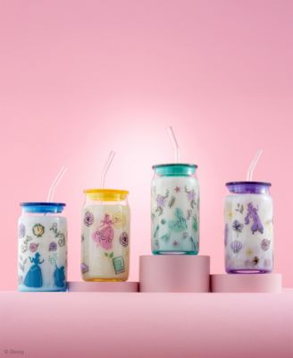 Disney Princess Icon Tumbler Glasses with Lids, Set of 4