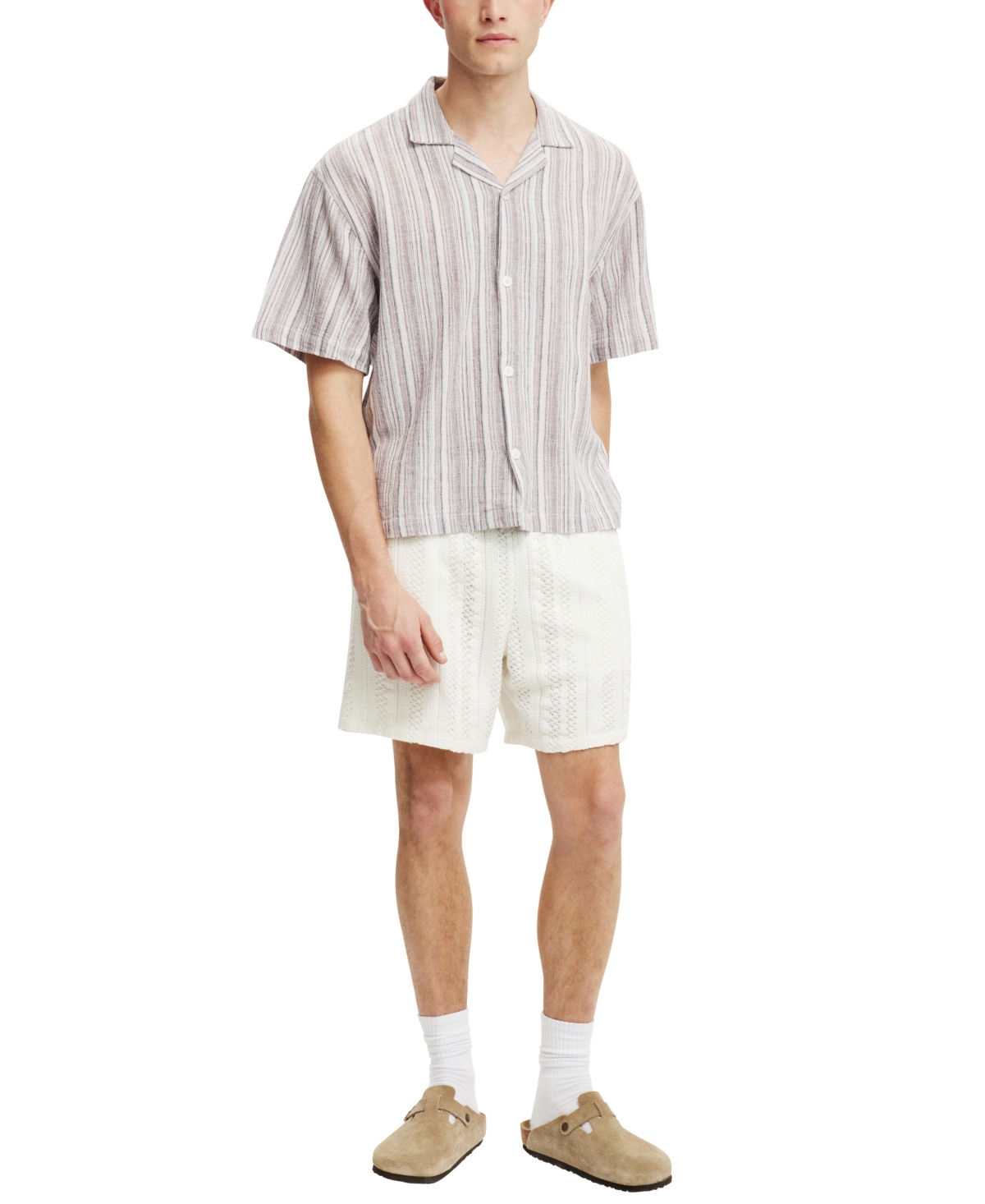 Shop Cotton On Men's Box Fit Short Sleeve Shirt In Pink Multi Stripe