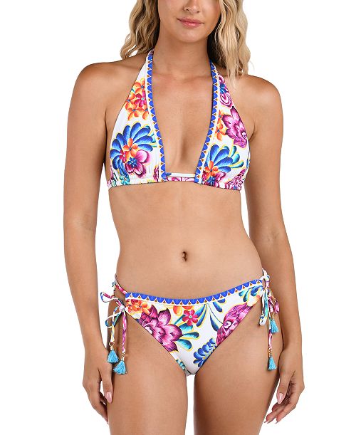 alfani La Blanca Women's Paradiso Deep-V Halter Bikini Top & Hipster Bottoms Women's Fashion Shoes & Accessories