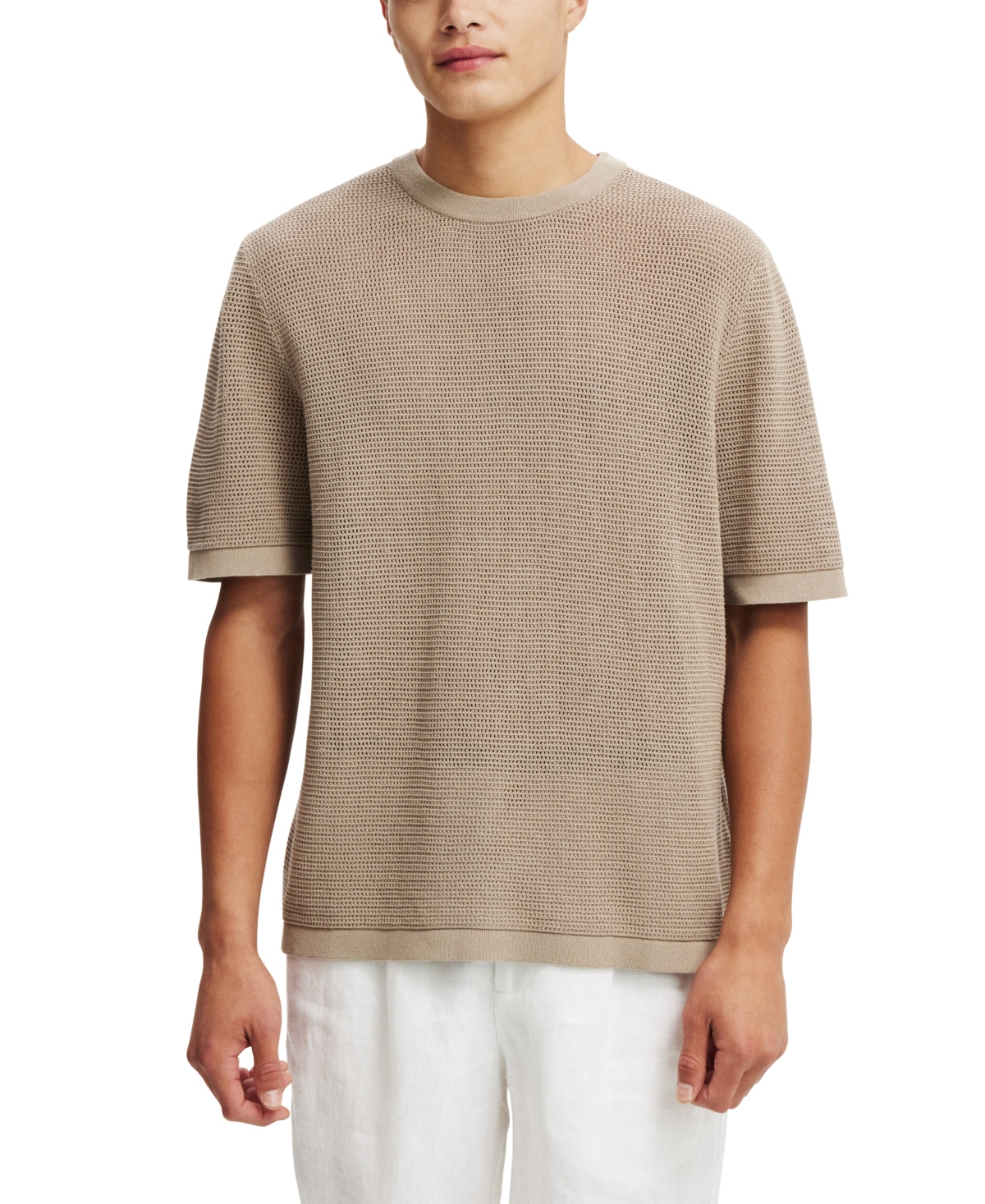 Shop Cotton On Men's Knit T-shirt In Warm Gray