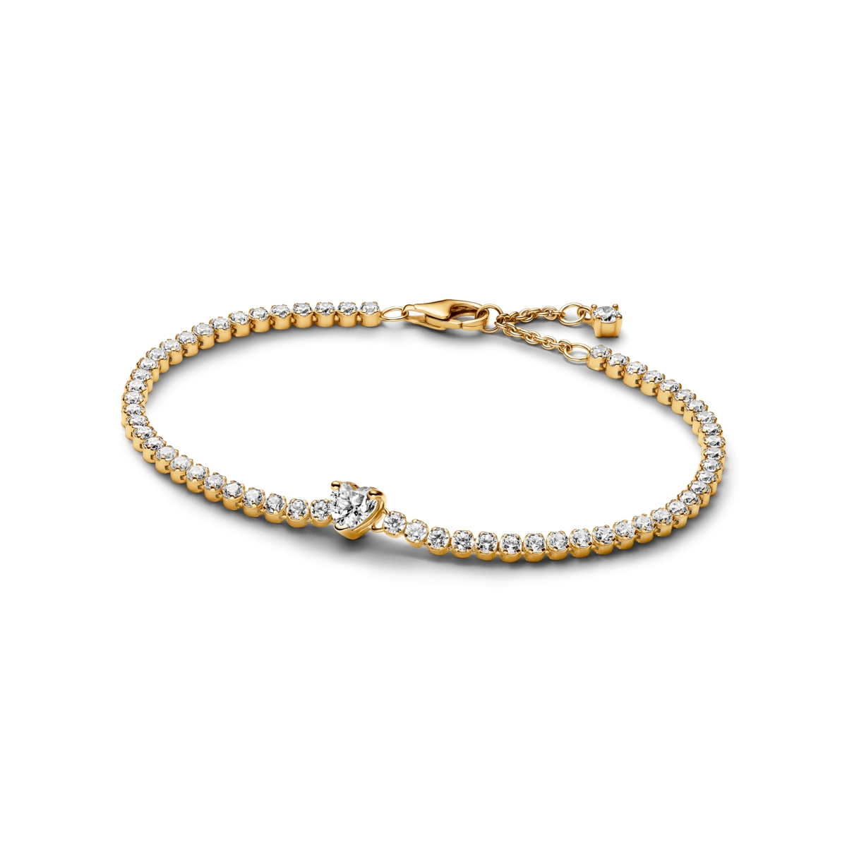 14K Gold Plated Sparkling Heart Tennis Bracelet - Gold Plated