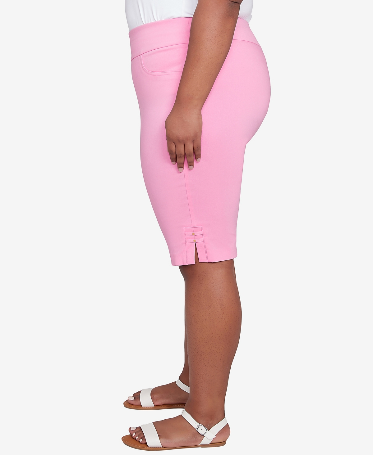 Hearts Of Palm Plus Size Spring Into Action Solid Tech Stretch Skimmer Pant In Bright Pink