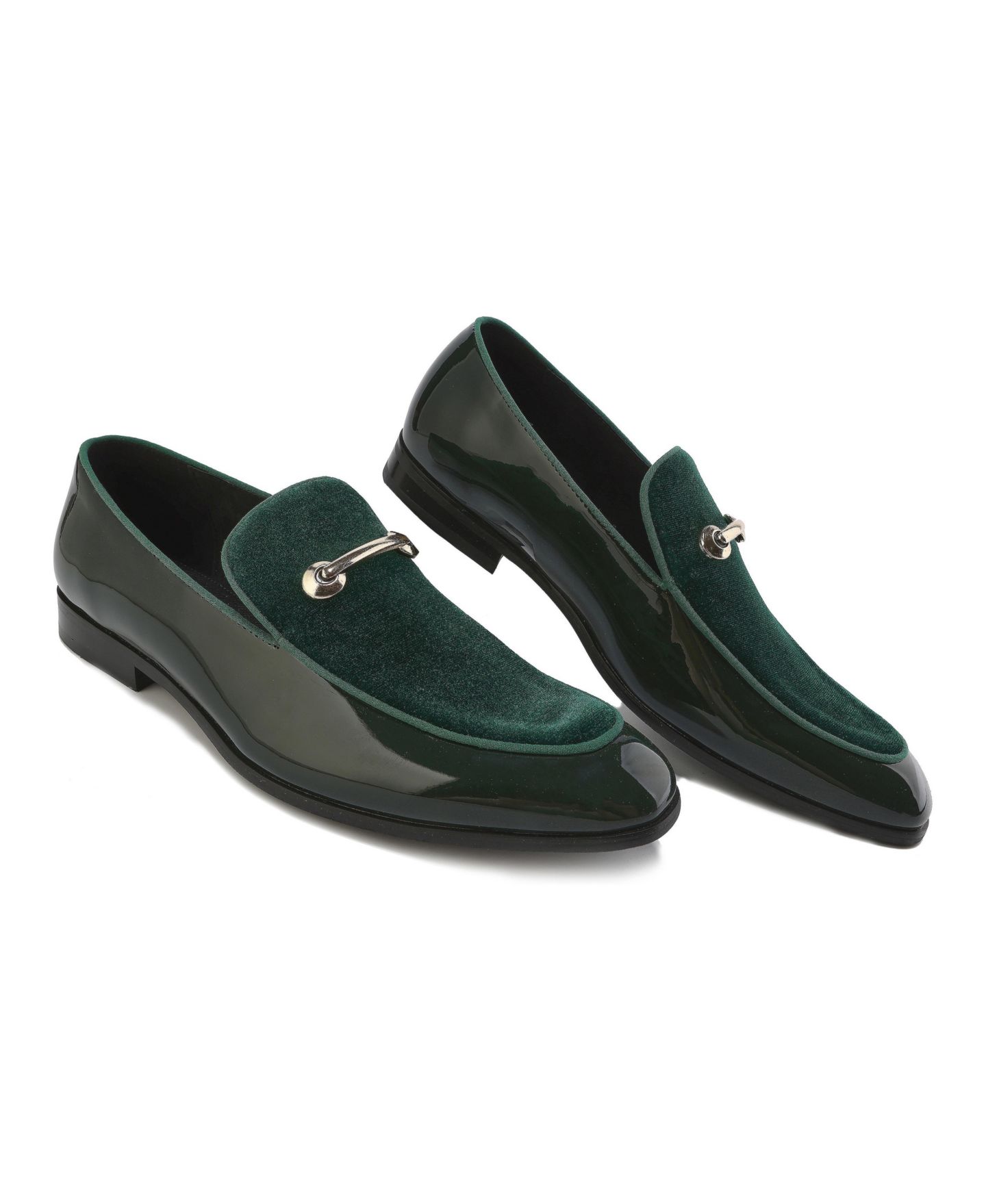 Мужские туфли Gino Vitale Velvet & Patent Leather Slip On Dress Loafer, цвет: Зелёный — фото 2