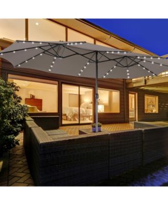 15Ft Patio Double-Sided Solar LED Market Umbrella Crank Base