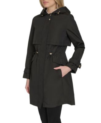 Women's 38” Zip Up Trench Coat W Set-In Hood