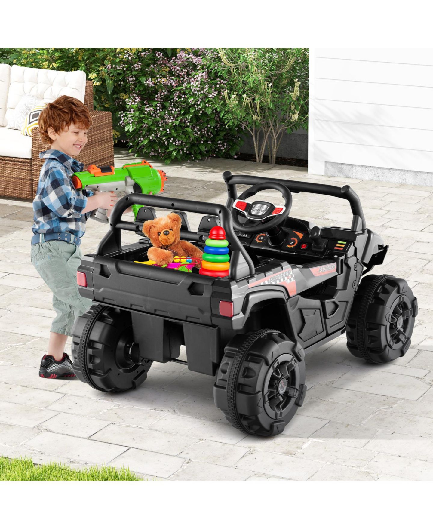 Детская игрушка Slickblue 12V Battery Powered Electric Ride-On Vehicle with Remote Control and 3 Speeds, 66 lb Capacity, Ages 3+, цвет: Чёрный — фото 2