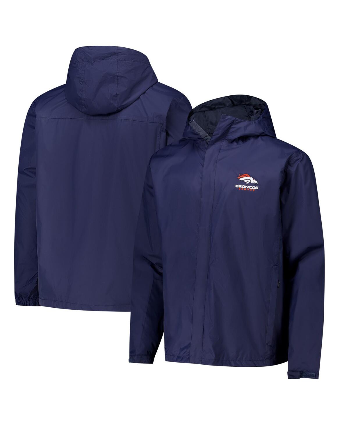 Shop Dunbrooke Men's Navy Denver Broncos Tropic Waterproof Packable Full-zip Hoodie Jacket