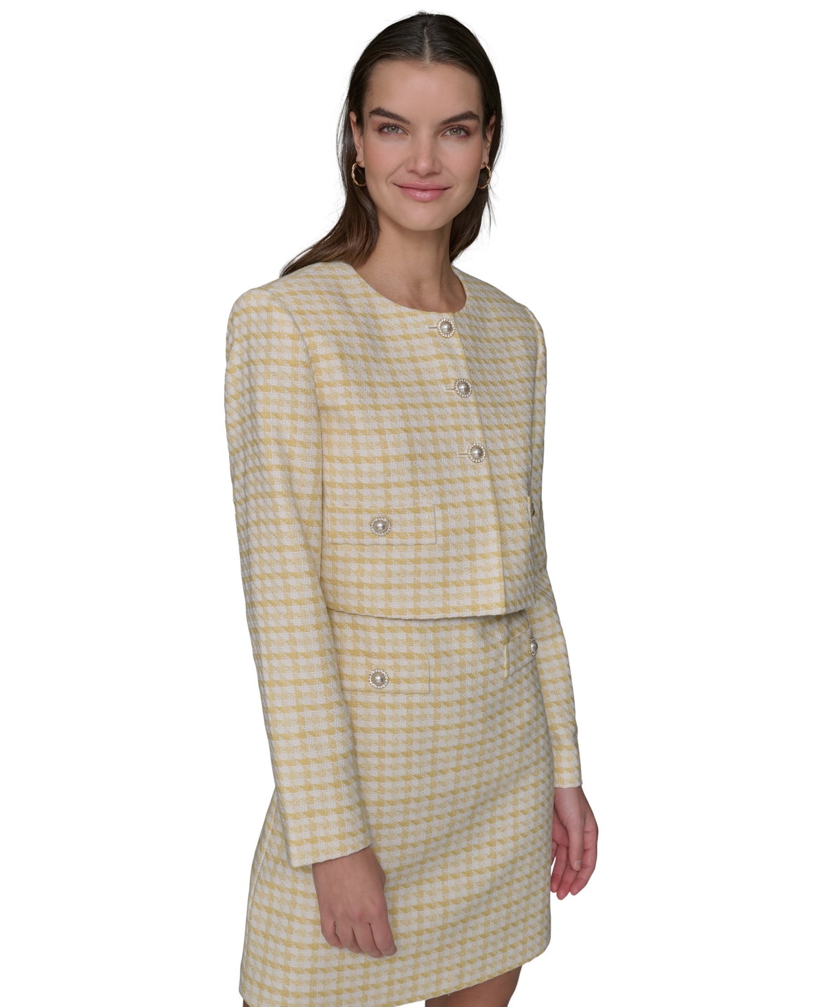 Karl Lagerfeld Boucle Tweed Cropped Jacket In Frsia Yw,s
