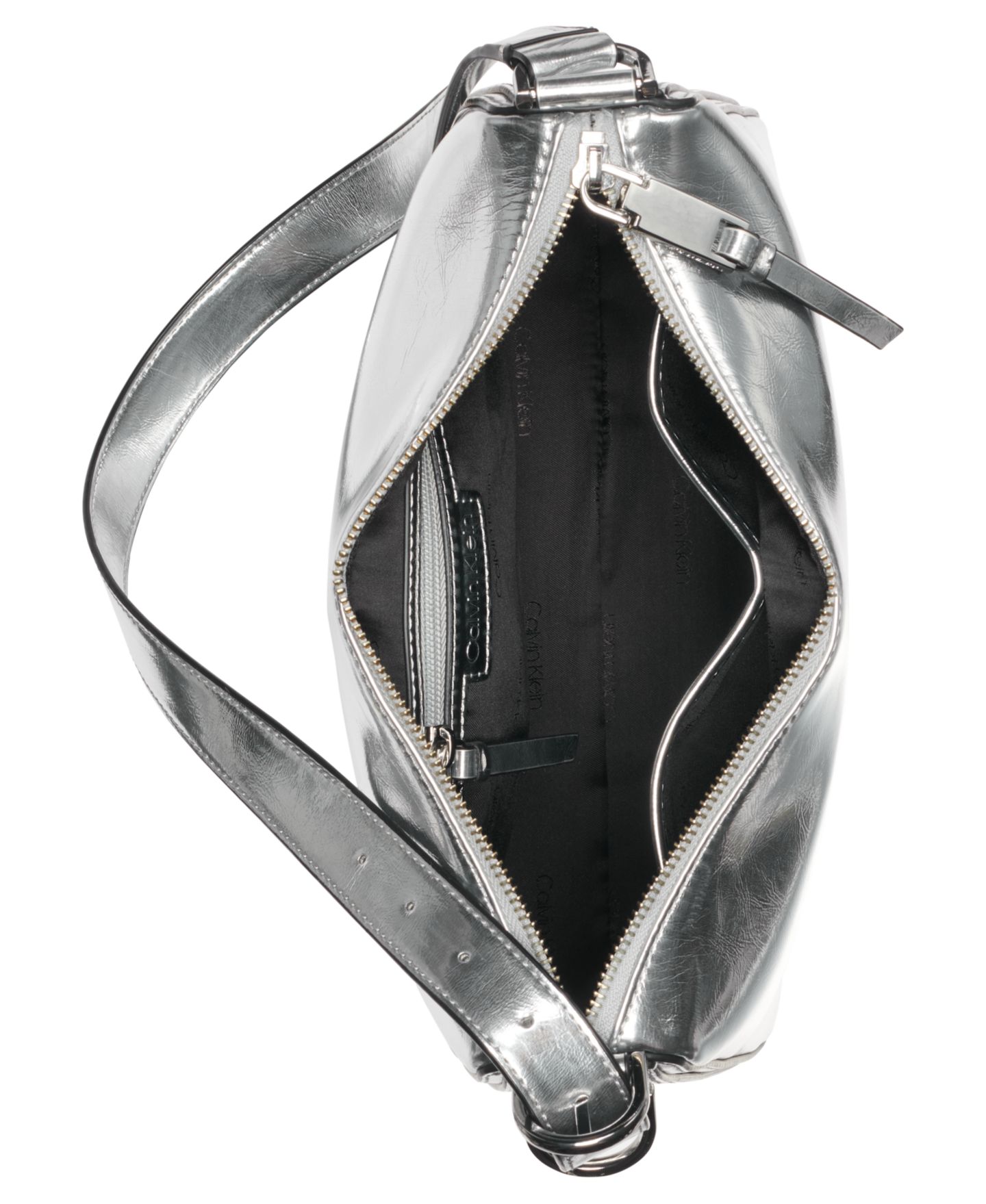 Женская сумка Calvin Klein Mandy Metallic Top Zipper Shoulder, цвет: Металлик серебряный — фото 6
