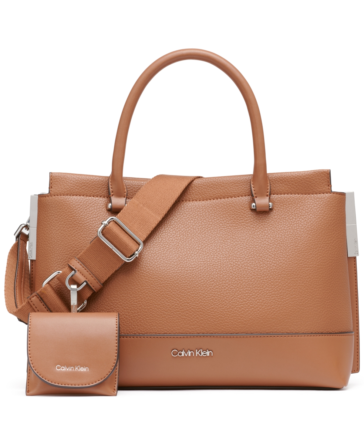Calvin Klein Bianca Triple Compartment Convertible Satchel In Caramel