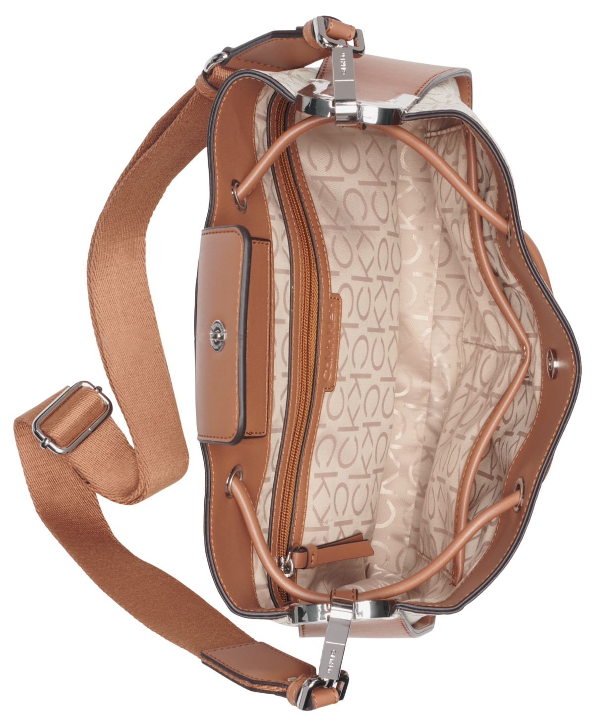 Calvin Klein Fay Hobo In Vanilla Khaki Linear
