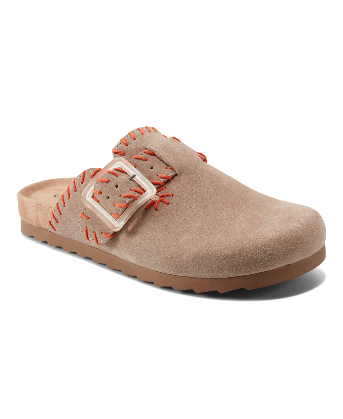 Shop Earth Women's Gena Stitched Flat Clogs In Taupe Suede