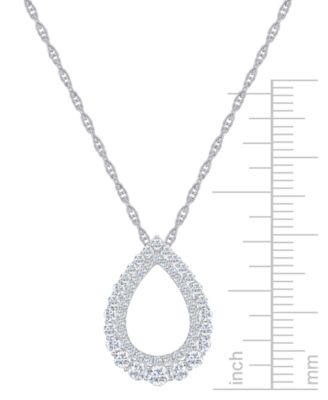 Diamond Open Teardrop Pendant Necklace (3/4 ct. t.w.) in 14k White Gold