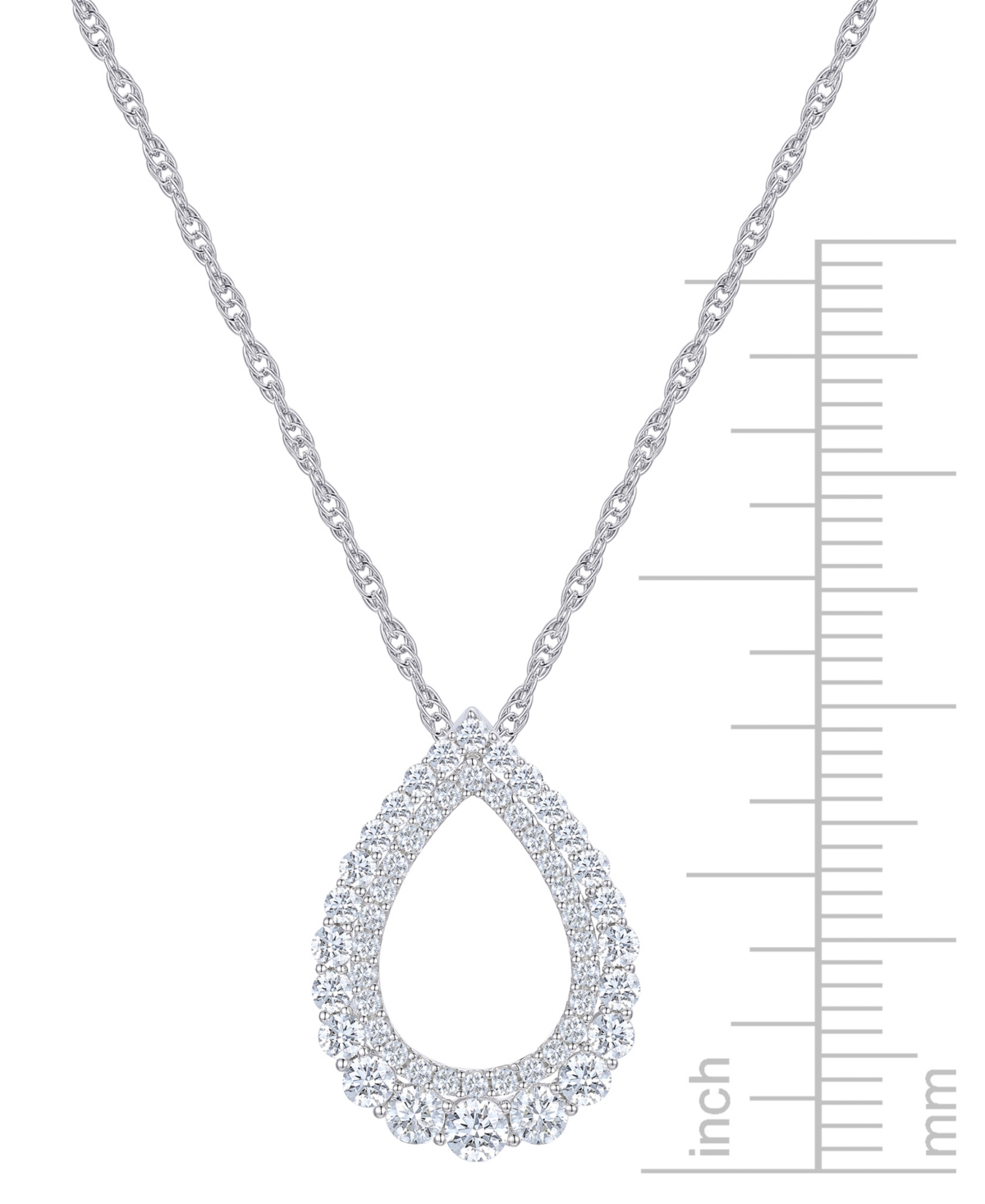 Macy's Diamond Open Teardrop Pendant Necklace (3/4 Ct. T.w.) In 14k White Gold In White Gold