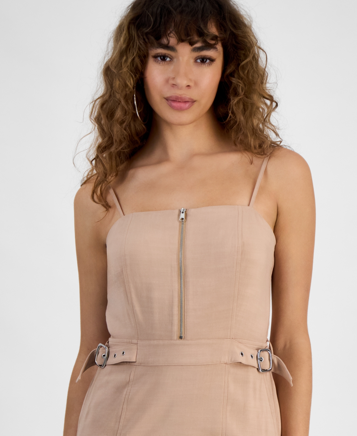 Bar Iii Women's Sleeveless Zip-front Mini Dress, Exclusively At Macy's In Latte Cafe