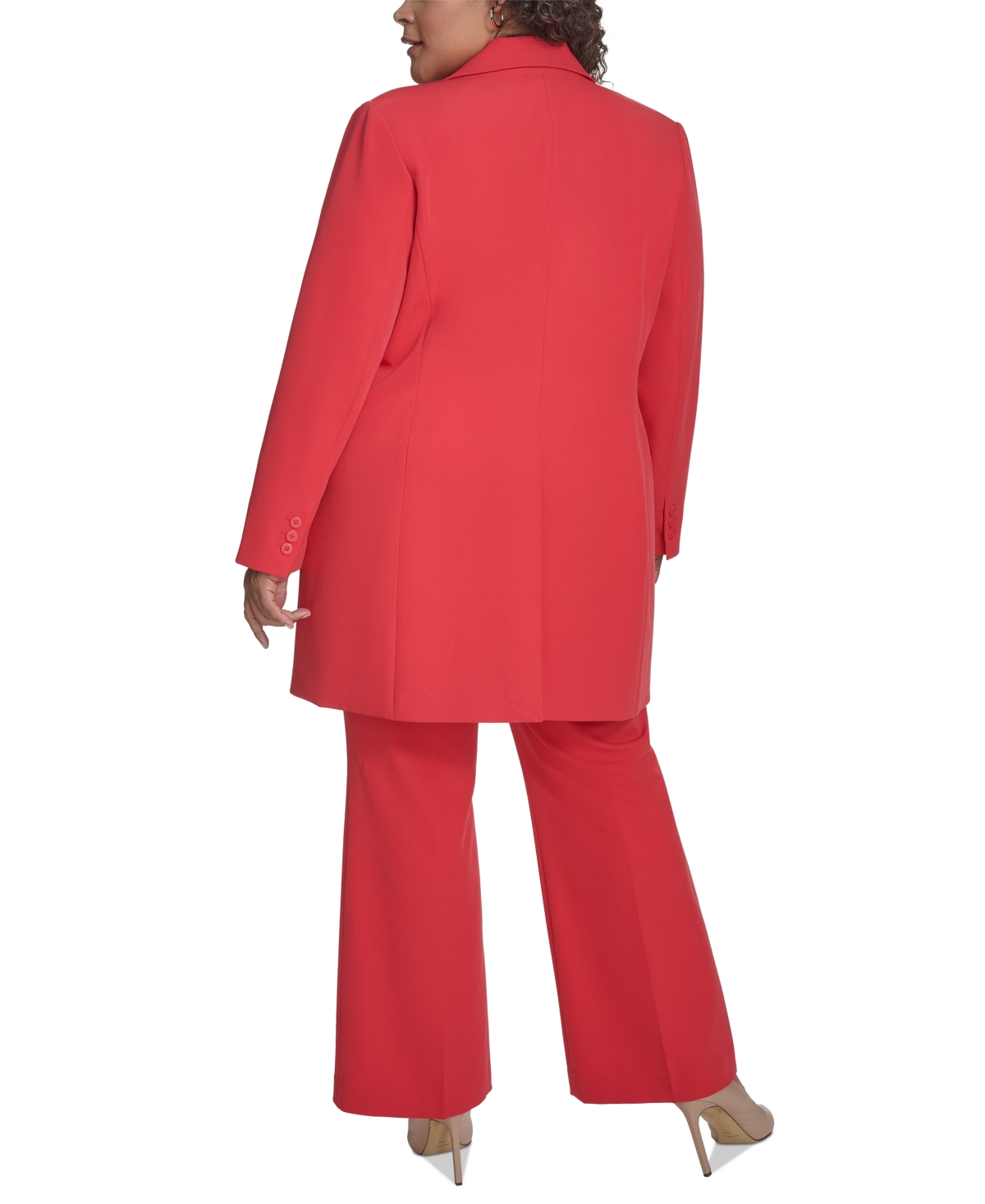 Dkny Plus Size Notch-collar One-button Long Topper In Watermelon Sugar