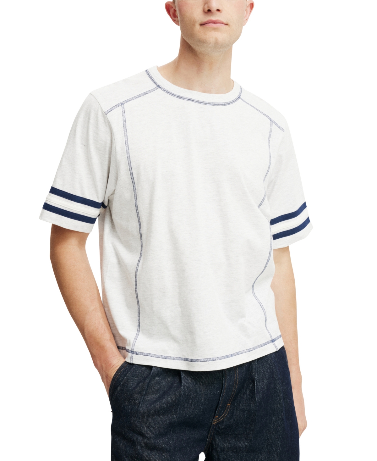Cotton On Cropped Fit Panel T-shirt In Athletic Marle