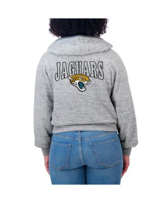 Women's Heather Gray Jacksonville Jaguars Speckled Fleece Cropped Full-Zip Hoodie