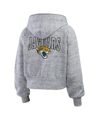 Women's Heather Gray Jacksonville Jaguars Speckled Fleece Cropped Full-Zip Hoodie