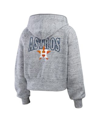 Women's Heather Gray Houston Astros Speckled Fleece Cropped Full-Zip Hoodie