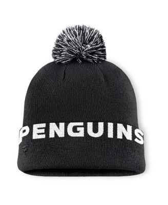 Men's Black Pittsburgh Penguins Fundamental High Stick Cuffed with Pom Knit Hat