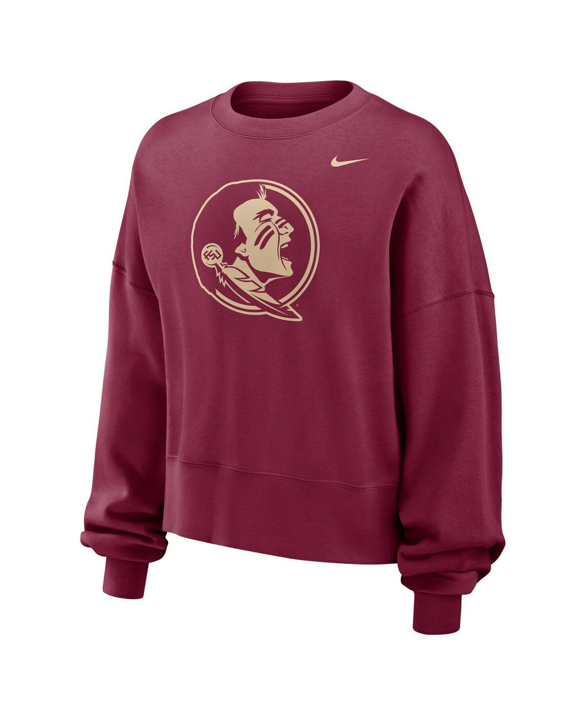 Nike Women's Garnet Florida State Seminoles Oversized Essential Pullover Sweatshirt In Garnet