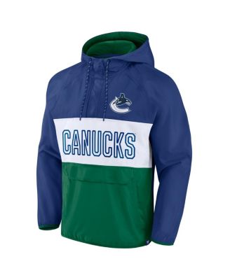 Men's Blue/Green Vancouver Canucks Backhand Shooter Defender Anorak Raglan Hoodie Quarter-Zip Jacket