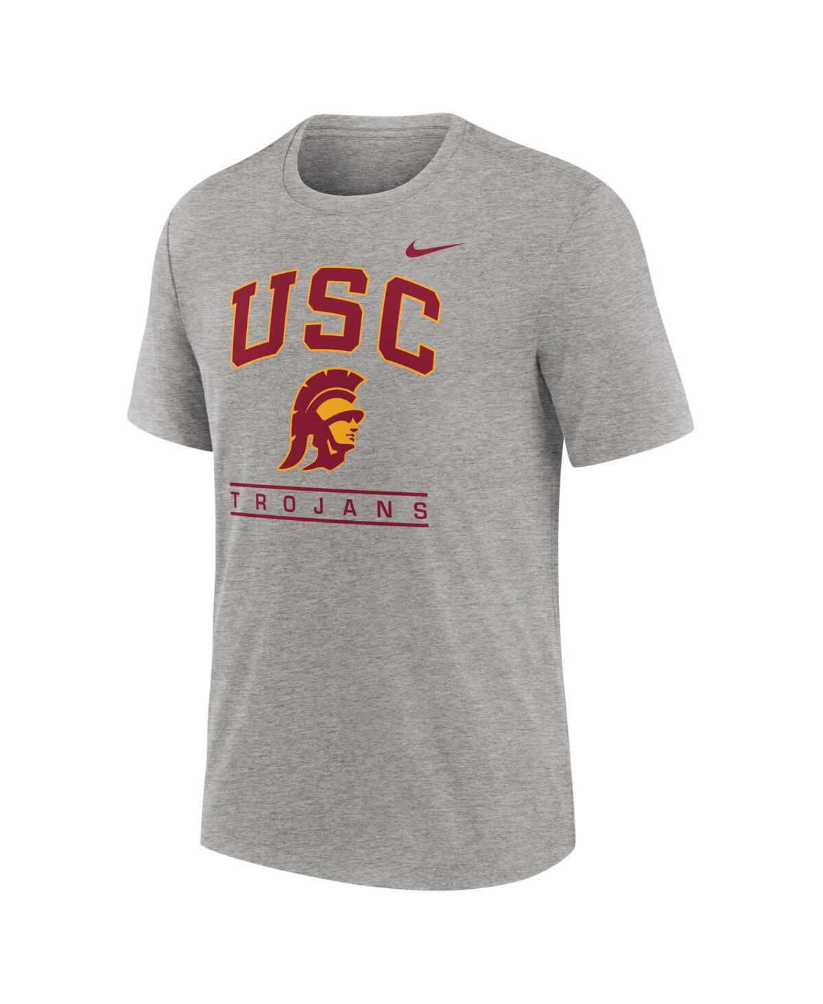 Nike Men's Heather Gray Usc Trojans Arch Over Logo Tri-blend T-shirt In Gray
