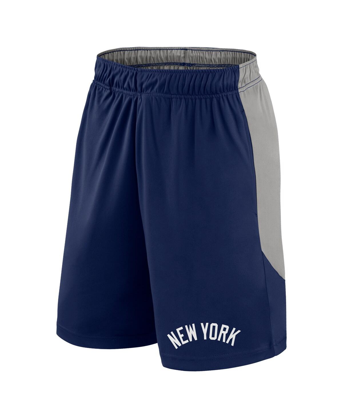 Fanatics Men's Navy/gray New York Yankees Launch Polyester Shorts In Navy,gray