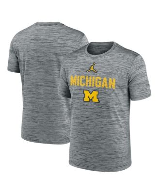 Jordan - Men's Heather Gray Michigan Wolverines Campus Slant Velocity Performance T-Shirt