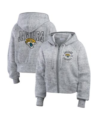 WEAR by Erin Andrews - Women's  Heather Gray Jacksonville Jaguars Speckled Fleece Cropped Full-Zip Hoodie