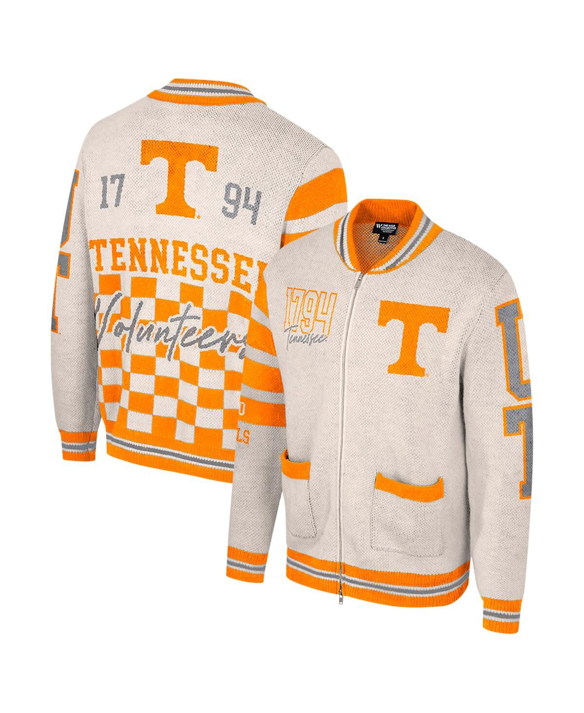 Women's Cream Tennessee Volunteers Jacquard Full-Zip Sweater - Cream