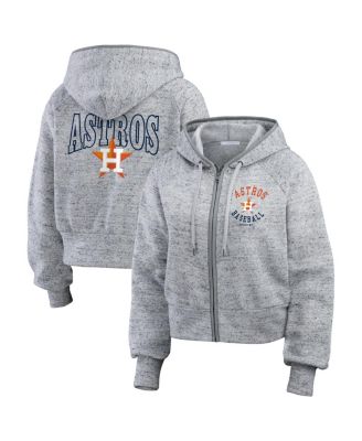 WEAR by Erin Andrews - Women's  Heather Gray Houston Astros Speckled Fleece Cropped Full-Zip Hoodie