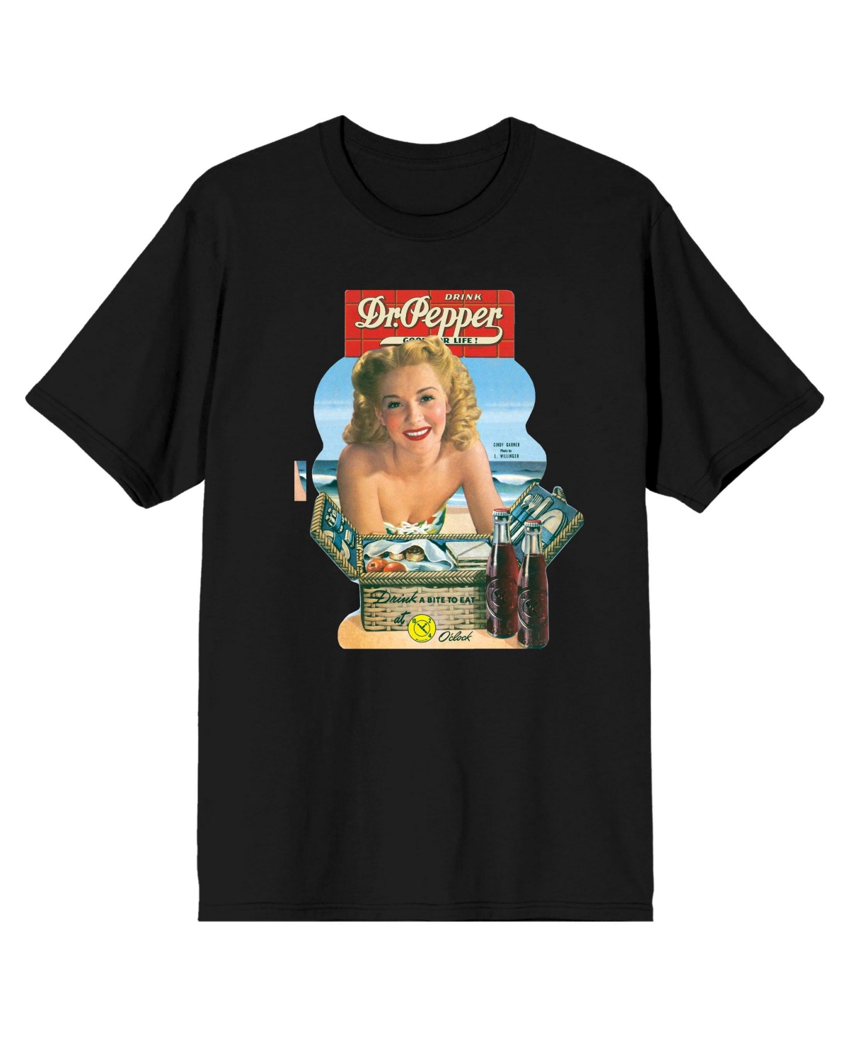 Men's Vintage Advertisement Black Short Sleeve Tee-Medium - Black