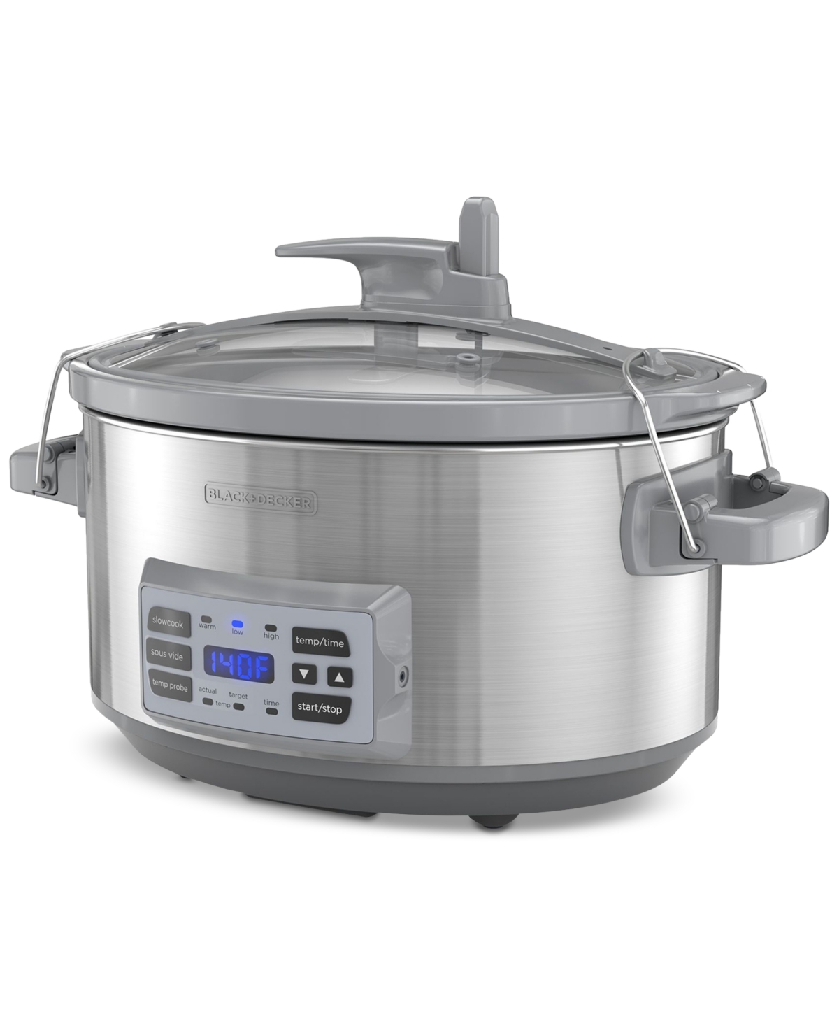 Black & Decker 7-quart Digital Temperature Probe Slow Cooker In Silver