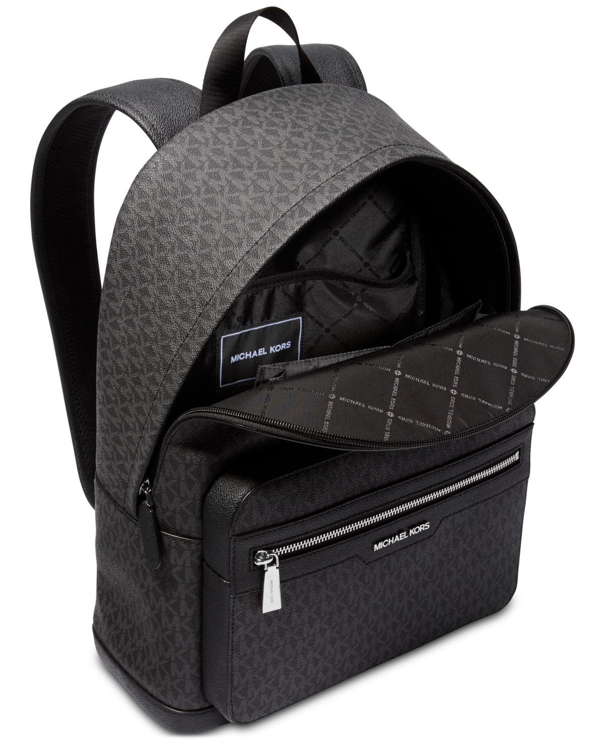 Michael Kors Men's Explorer Leather Logo Backpack In Black