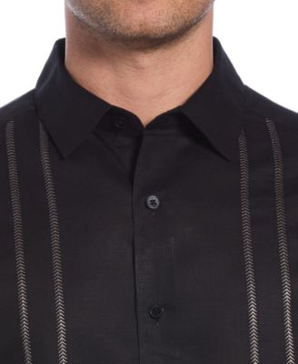 Men's Short Sleeve Panel Button-Front Linen Camp Shirt