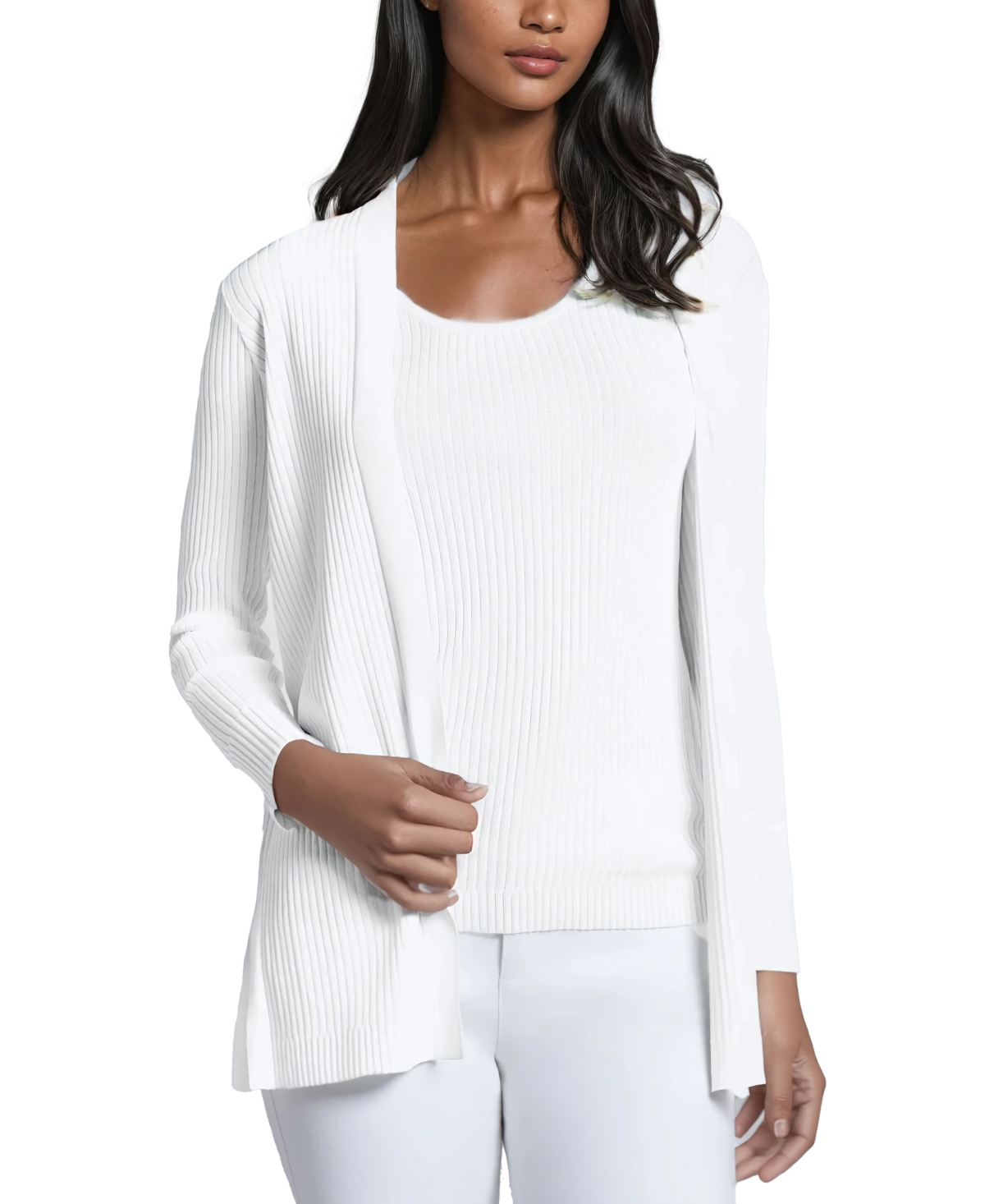 Jones New York Women's Petite Sutton Open-front Cardigan In White